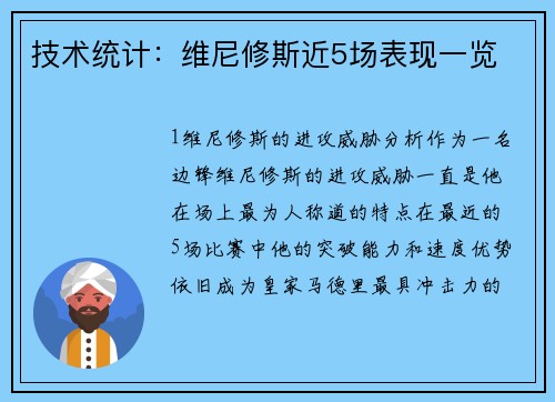 技术统计：维尼修斯近5场表现一览